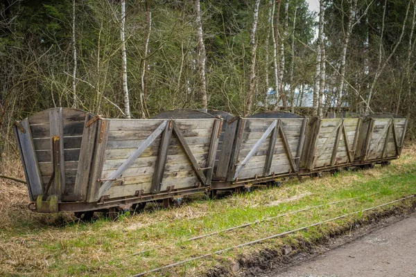 Stare Drewniane Wagony Towarowe Usuwania Torfu Vogelparadies Weidmoos Salzburg Austria — Zdjęcie stockowe
