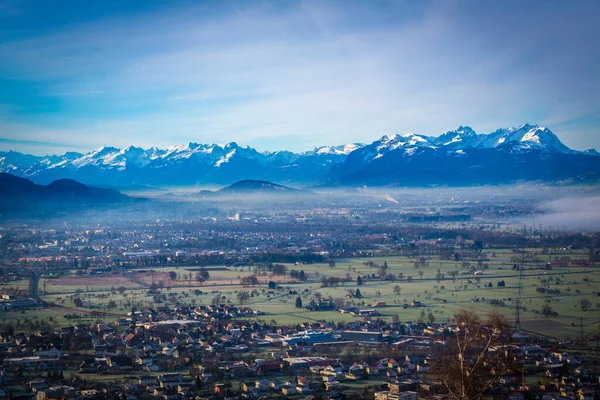 Gran Angular Paisaje Rheintal Vorarlberg Austria —  Fotos de Stock