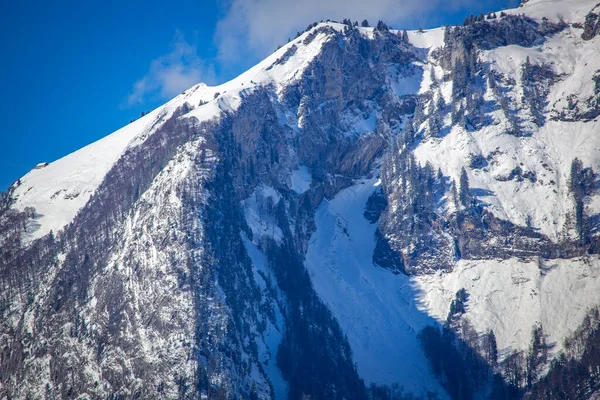 Montanha Hoher Kasten Com Neve Rheintal Suíça Oriental — Fotografia de Stock