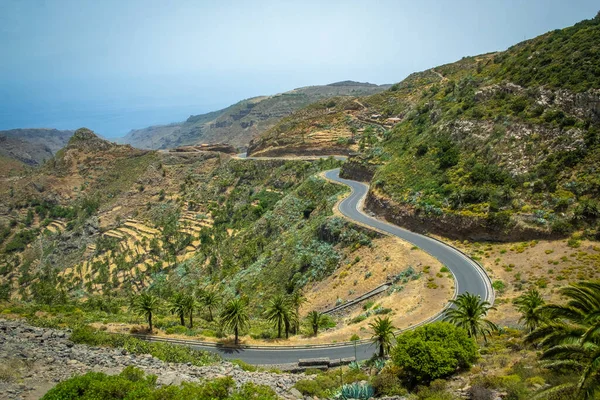 Schöne Berglandschaft Mit Straße Auf Den Kanarischen Inseln Spanien — Stockfoto