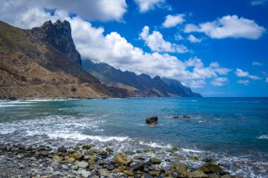 İspanya 'nın Kanarya adalarında kayalık deniz kıyıları 