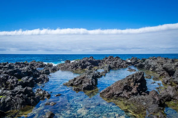 Prachtige Plek Zwemmen Ontspannen Aan Natuurlijke Kust Van Puerto Cruz — Stockfoto