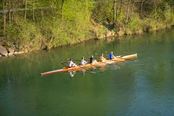 People Swimming Kayak Boat River Traun Wels Oberosterreich Austria — Stock Photo, Image