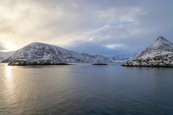 Meraviglioso Paese Delle Meraviglie Invernali Diverse Impressioni Meteo Intorno Oeksfjord — Foto Stock