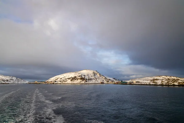 Merveilleux Pays Des Merveilles Hivernales Différentes Impressions Météorologiques Autour Oeksfjord — Photo