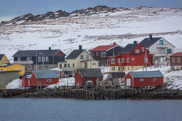 Casas Coloridas Havoysund Norte Noruega —  Fotos de Stock