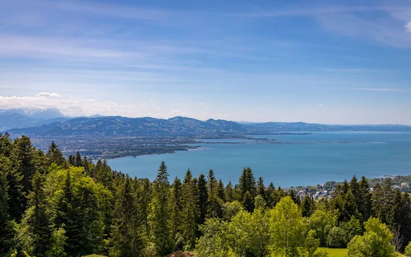 Lutzenreute ve Eichenberg 'den Lindau Adası ve Ren Vadisi ile Constance Gölü' ne harika bir manzara.