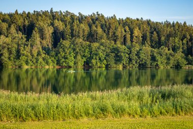 Almanya, Lindau yakınlarındaki Degersee 'de gün batımında harika renkler görülüyor.