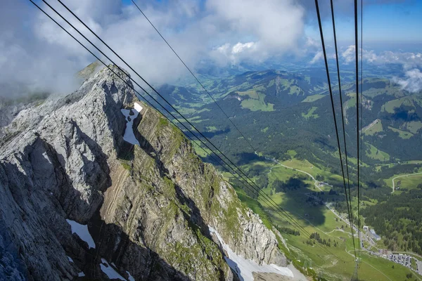 Chemin Câbles Schwaegalp Sommet Des Saentis Suisse — Photo