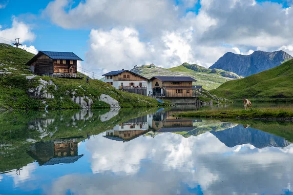 Wunderbare Landschaft Und Spiegelungen Zürser See Vorarlberg Österreich — Stockfoto