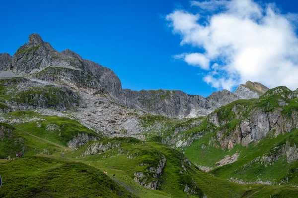 Чудовий Пейзаж Роздуми Над Zuerser See Vorarlberg Austria — стокове фото