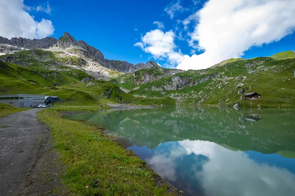 Paesaggio Meraviglioso Riflessioni Sul Zuerser See Vorarlberg Austria — Foto Stock