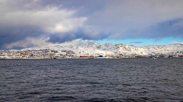Кольорові Будинки Хаммерфесті Найпівнічніше Місто Північної Норвегії Світу — стокове фото