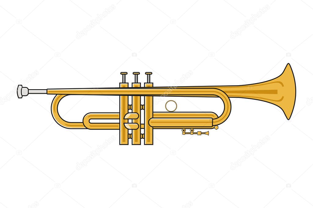 Vector illustration of trumpet isolated on white backround