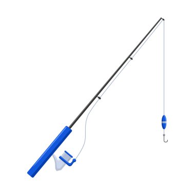 Blue fishing rod isolated on a white background. Vector illustration clipart