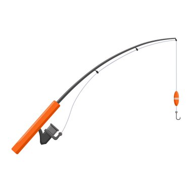 Orange fishing rod isolated on a white background. Vector illustration clipart