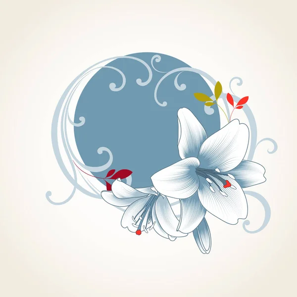 美丽的花卉老式框架 手绘百合花 从3月8日开始为贺卡设计温馨可爱的矢量模板 婚宴邀请函 婚礼请柬 — 图库矢量图片