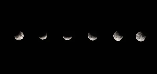 Zaćmienie Księżyca Etapy Zaćmienia Księżyca — Zdjęcie stockowe