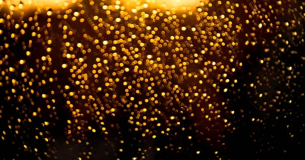 Golden Sparkling Bokeh Background Black Defocused Christmas Lights Abstract Bokeh — Stock Photo, Image