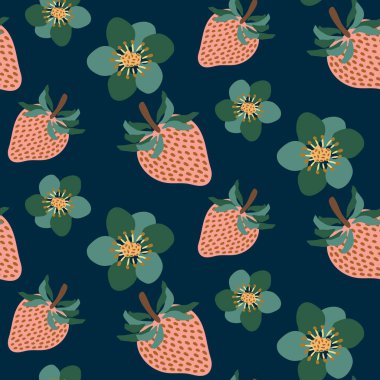 Çilek ile kusursuz tekrarlanan desen. vektör illüstrasyonu