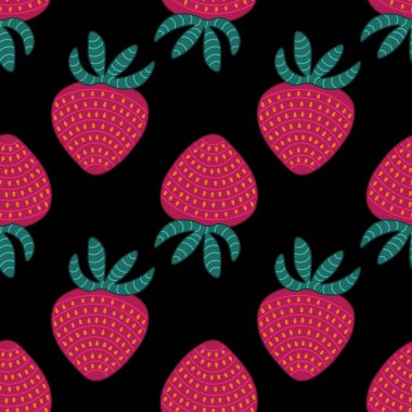 Çilek ile kusursuz tekrarlanan desen. vektör illüstrasyonu