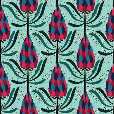 Çiçeklerle kusursuz tekrarlanan desen. vektör illüstrasyonu