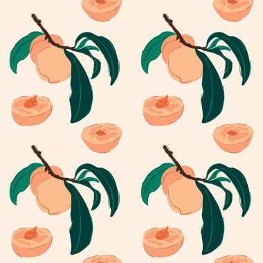 Şeftali ile kusursuz tekrarlanan desen