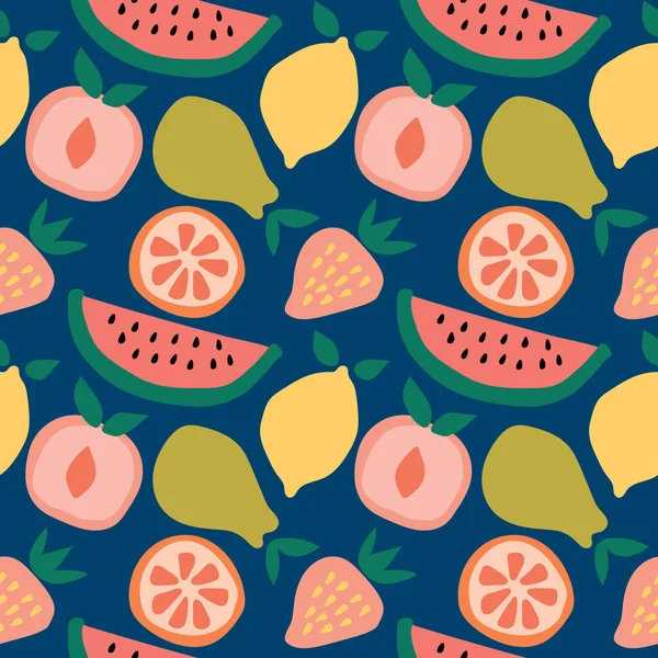 Motif Répétitif Sans Couture Avec Des Fruits Illustration Vectorielle — Image vectorielle
