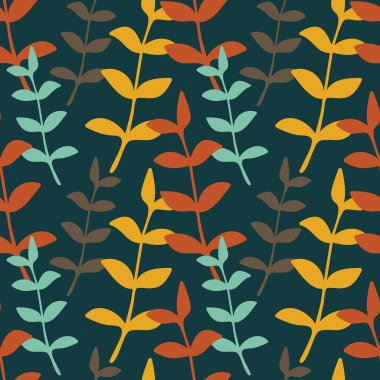 Renkli bitkilerle kusursuz tekrarlayan desen. vektör illüstrasyonu