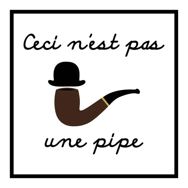 Rene Magritte 这不是法语 帽子和管子矢量图上的管子引文 — 图库矢量图片