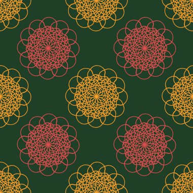 Renkli dekoratif motiflerle kusursuz tekrarlayan desen