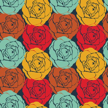 Renkli güllerle kusursuz tekrarlayan desen. vektör illüstrasyonu
