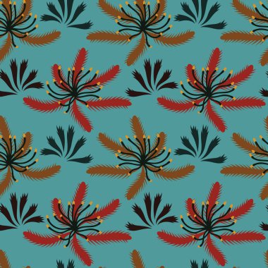 Çiçeklerle kusursuz tekrarlanan desen. vektör illüstrasyonu