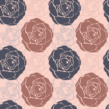 Güllerle kusursuz tekrarlanan desen. vektör illüstrasyonu