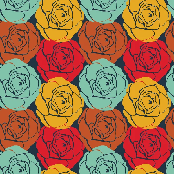 Seamless Repeating Pattern Colorful Roses Vector Illustration — Stock Vector