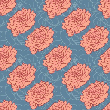 Güllerle kusursuz tekrarlanan desen. vektör illüstrasyonu