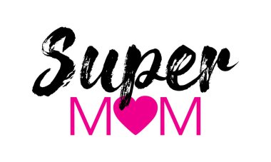 süper anne harfleri, vektör illüstrasyonu