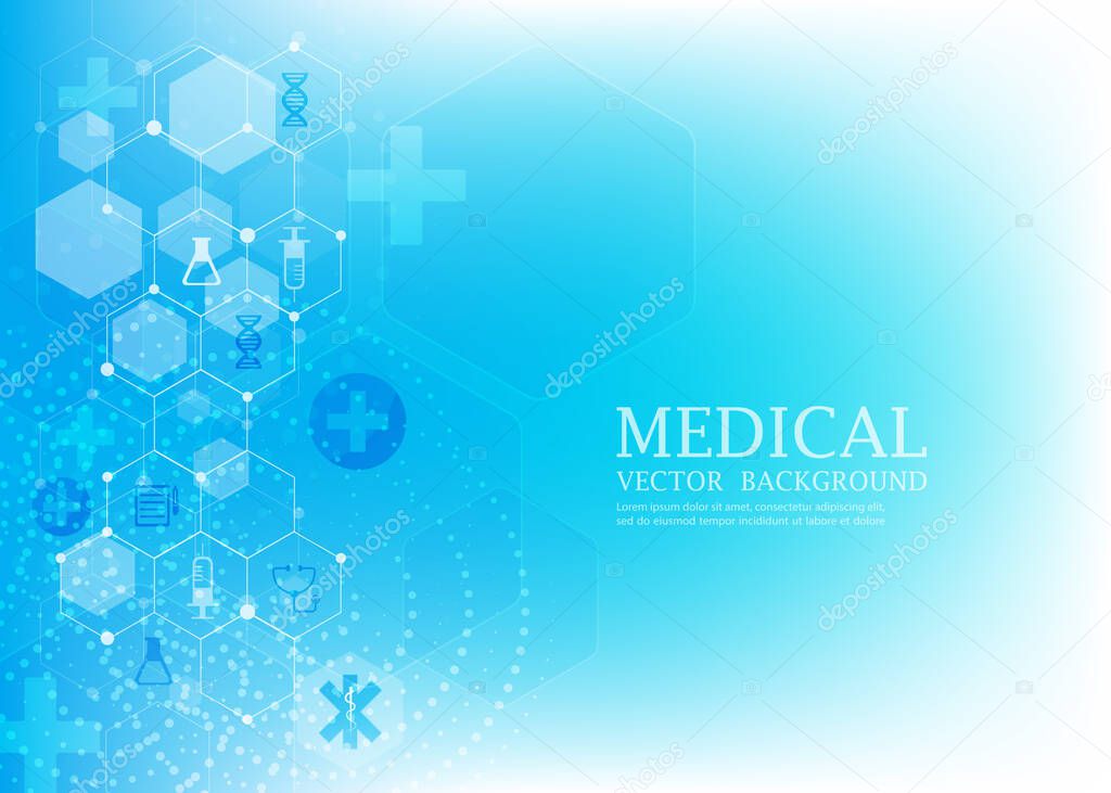 abstract medical blue background.futuristic hexagon pattern.