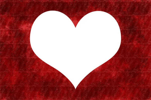 ホワイト テクスチャの赤い背景に装飾的な心 バレンタインの日 ロマンチックなカード チラシ等に便利です それとしてそれを使用 または装飾的なデザイン要素としてさらに大きなコンポジションに配置 — ストック写真