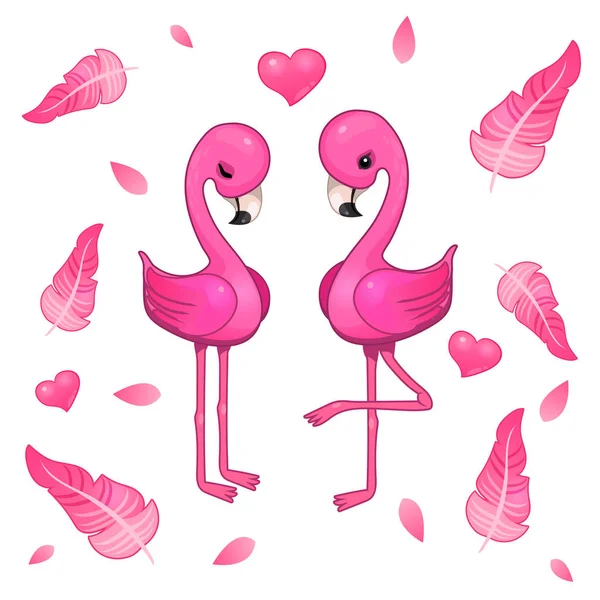 Illustration Vackra Rosa Flamingo — Stock vektor