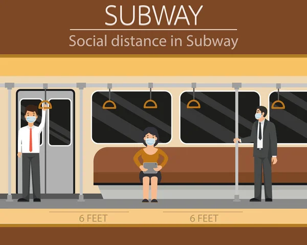 Distancia Social New Normal Concept Las Personas Hombres Mujeres Que — Vector de stock