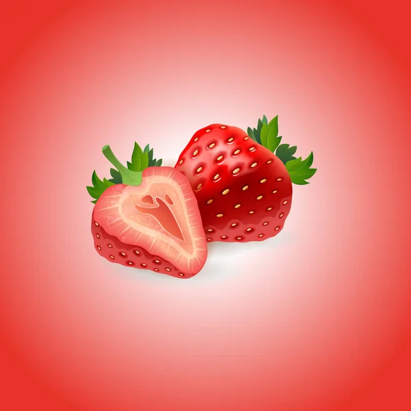 Fruit Réaliste Fraise Isolé Sur Fond Illustration Vectorielle — Image vectorielle