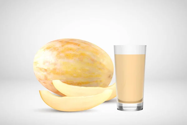 Jugo Melón Saludable Fruta Realista Vidrio Aislado Sobre Fondo Blanco — Archivo Imágenes Vectoriales