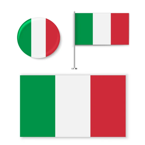 Oficjalne Flagi Kraju Włochy Circle Znak Flaga Biegun Izolowany Białym — Wektor stockowy