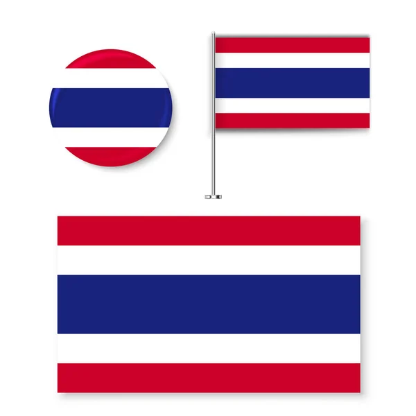公式国旗国タイ白を基調としたTh Circleのサインと旗竿 — ストックベクタ