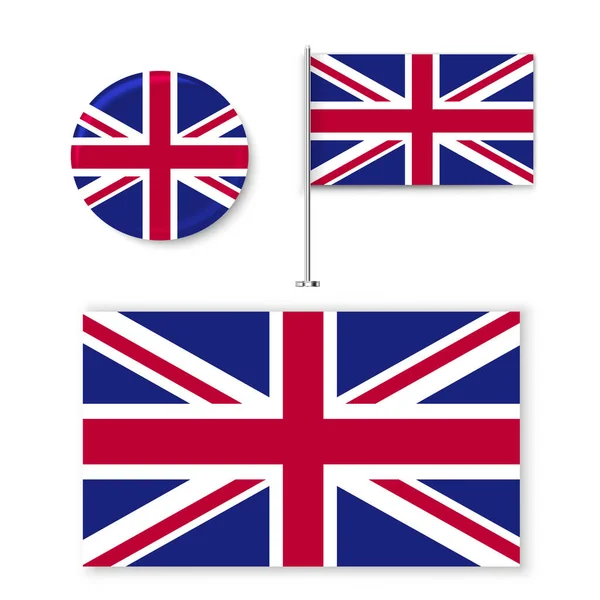 Banderas Nacionales Oficiales Del País Reino Unido Signo Asta Bandera — Vector de stock