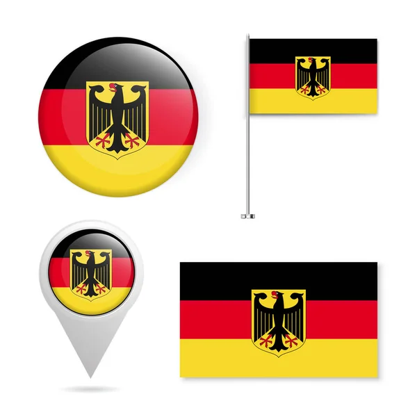 Official National Flags Country Germany Circle Sign Flagpole Pin Flags — 스톡 벡터