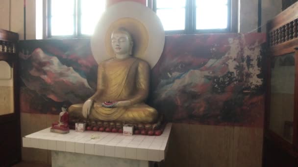 Kandy, Sri Lanka, 20 de noviembre de 2019, Bahiravokanda Sala de la estatua del Buda de Vihara con Buda de piedra — Vídeo de stock