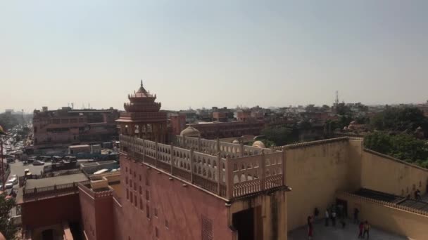 Jaipur, India - Uitzicht op de stad vanaf de hoogte van het oude paleis deel 8 — Stockvideo