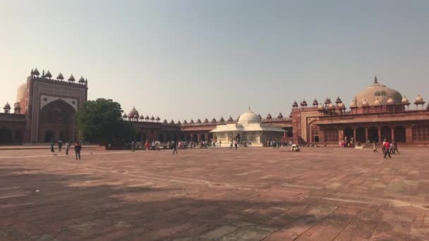 Fatehpur Sikri, India - November 15, 2019: Εγκαταλελειμμένοι τουρίστες επιθεωρούν τα ερείπια της αρχαιότητας μέρος 13 — Αρχείο Βίντεο